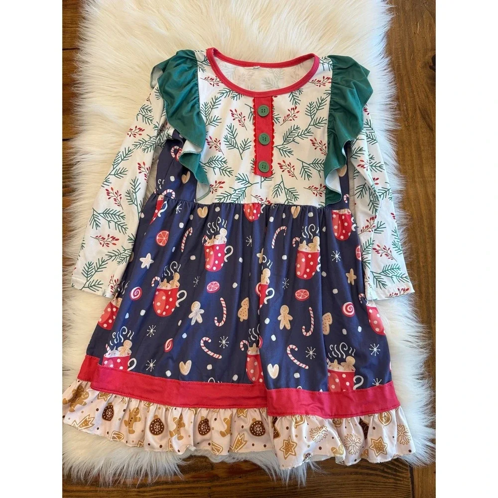 Candy cane and hot cocoa dress size‎ 6/7